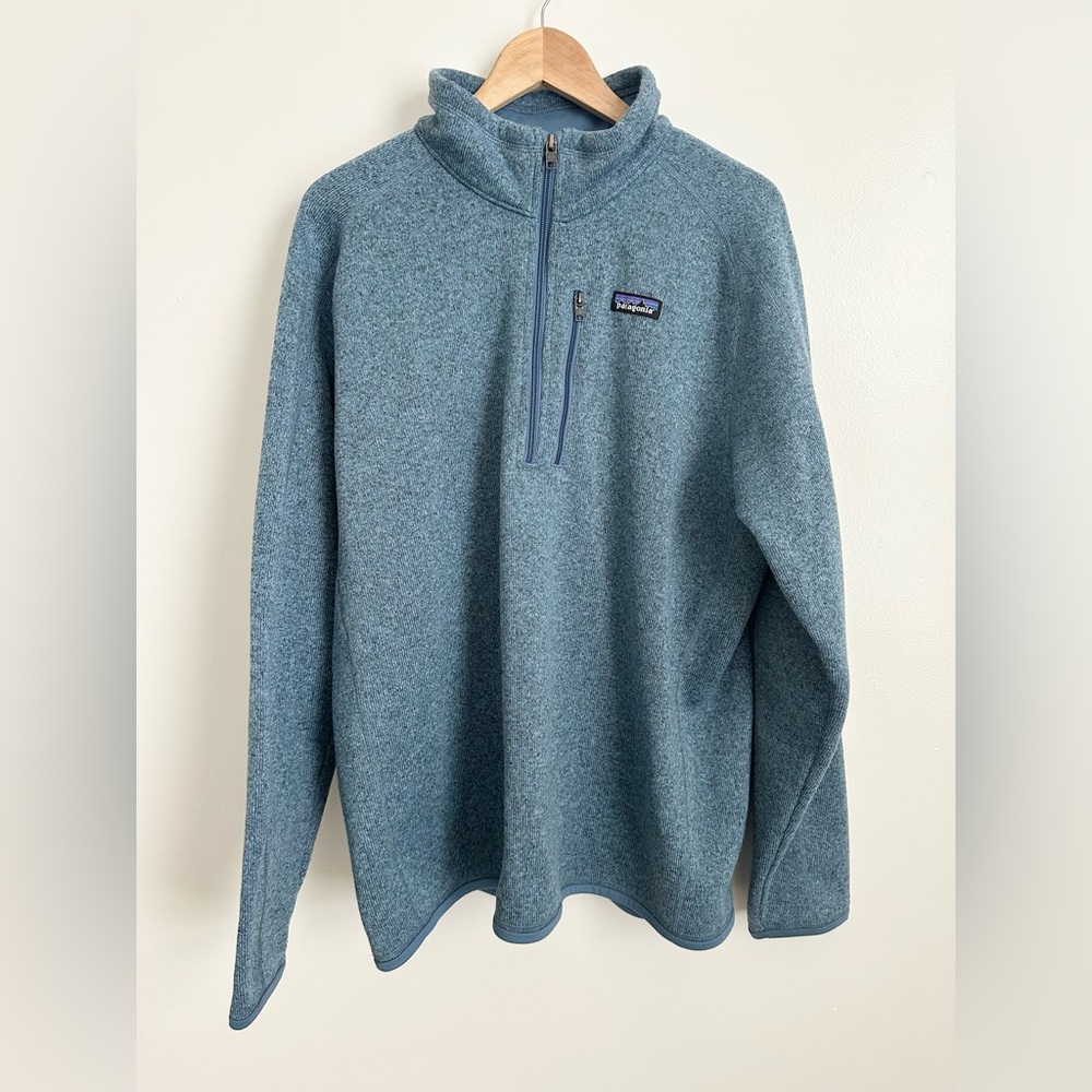 men’s patagonia better sweater 1/4 zip fleece in blue | size XL